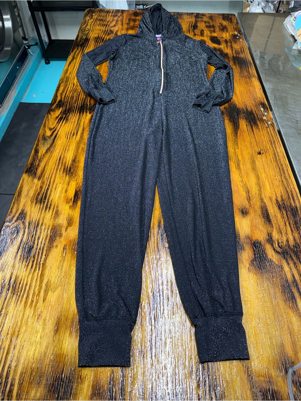 Savage X Fenty Black Sparkle Hooded Jumpsuit